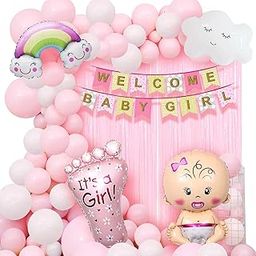 Party Propz Welcome Baby Decoration- Huge 47Pcs|New Born Baby Welcome Home|Cradle Naming Ceremony Decoration Kit For Kids|Welcome Housewarming Home Princess|Metallic Foil Balloons For Decoration-26