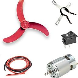 KITS4CREATORS 12V DC Motor Fan kit (775 DC Motor +10 inch Fan Blade +1 mtr Copper Wire + Switch + clamp)-18