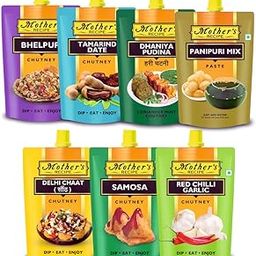 Mother's RECIPE Chutney Combo Pack Of Tamarind Date, Bhelpuri, Samosa, Red Chilli Garlic, Delhi Chaat, Panipuri And Dhaniya Pudhina Chutney Pack Of 7-image-76