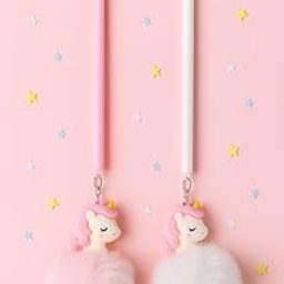 NEEYATI Unicorn Fluffy Pens,Girl Gifts Lovely Gifts, Unicorn Fur Student Gift Writing Pens Gel Pens for Kids Birthday Return Gift Cartoon Pen Cute Gel Pens Pack of 2 pc (Soft Fur Pens)-image-96