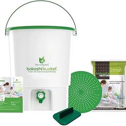 BIO Drops BOKASHI Bucket Indoor COMPOSTER, NO Foul Smell, NO Worms,NO Flies,30 Liters (White and Green) Advanced Japanese Technology-12
