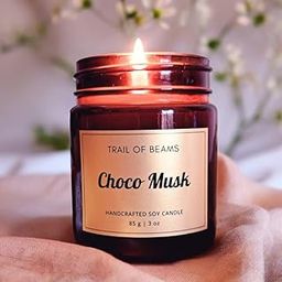 Trail of Beams Scented Candle | Aroma up to 35 Hours | Pure Soy Candle | Premium Amber Jar Candle for Home Decor, Gifting & Aromatherapy | Best Gift for Her/Him (Choco Musk)-image-58