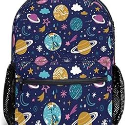 System Planets Backpack Galaxy Space Bookbag Laptop Bag Casual Hiking Travel Daypack Adjustable Strap Schoolbag for Boys Girls Teen, Space Planet, One Size-image-24