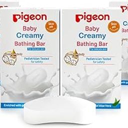 Pigeon Baby Bathing Bar for Baby's Sensitive Skin/Creamy Bathing Bar Soap, 75 g Pack of 4-9