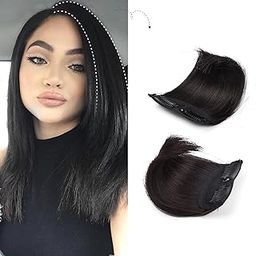 Miss Lirenn® 02 PCS Hair Pads, Hair Topper Invisible Seamless Clip in Hair Extension Natural Fluffy Increase Hair Top Side Cover for Women Girls (4inch, Black) (Black CLR HAIR PAD)-image-72
