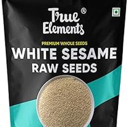 True Elements Raw White Sesame Seeds 400gm - 100% Clean and Natural White Til | Safed Til Seeds for Eating | Everyday Essentials Indian Spices | Non - GMO | Antioxidant rich |-55