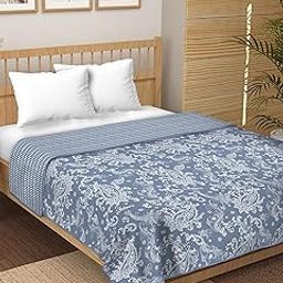 Jinaya's Reversible 3 Layer Pure Cotton Mulmul Feel Floral Double Bed Dohar/A/c Blanket/Quilt (90x100 Inches)-image-1