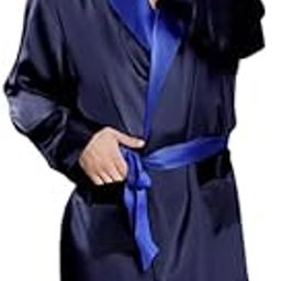 Bella Babe by SK Men Satin Robe With Contrast Belt-image-1