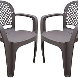 Cello Crystal Armrest Plastic Chair with Matt Finish | Chairs for Home, Garden, Living Room Indoor and Outdoor Use (Colour: Grey, Set of 2)-image-46