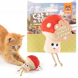 x Fofos Mushroom Cat Toy - Premium US Grade Catnip for Cats and Kittens, Textured Toys for Cats, Interactive Cat Accessories with Soft Fabrics & Yarns - Perfect as Kitten Toys, Cat Toys-22
