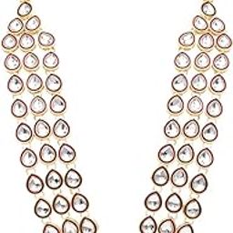 3 Layered Traditional Gold Plated Dulha Kundan Mala Maharaja Haar/Groom Necklace For Men-image-19