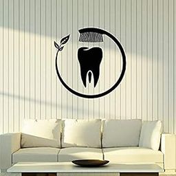 Dental Wall Stickers for Clinic Vinyl Wall Decal Dental Clinic Logo Tooth Toothbrush Stickers Large Decor (58X58 cm) Black-35