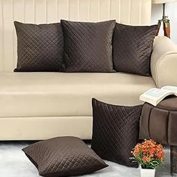 Sun Rise Quilt Solid Color, Quilted Cushion Covers 16 inch x 16 inch Set of 5 (Chocolate)-image-15