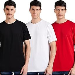 Men's Solid Cotton T Shirt | Plain | Round Neck | Half Sleeve-Regular Fit | Combo Pack of 3 (Available in Plus Size)-image-56