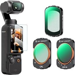 K&F Concept Magnetic Effect & ND & CPL Filter Set Compatible with DJI Osmo Pocket 3, 3 Pack CPL Black Diffusion 1/4 ND2-32 Filters Accessories, HD Optical Glass/Multi-Coated-49