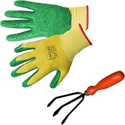 TrustBasket Gardening Gloves and Hand Garden Cultivator, Gardening Reusable Cotton Hand Gloves for Gardening | Heavy Duty Multipurpose Garden Tool for Garden Digging & Planting-48