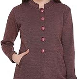Women's Self Design Winter Wear Round Neck Woolen Cardigan (with Side Pockets)-picture-8
