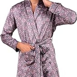 Men Robe Satin Luxury Robe for men Gown Bohemian Print Nightwear Robes Dressing Robe Night Robe for Men (XL)-image-60