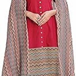 Women's Cotton Relaxed Fit A Line Rayon & Cambric Zig-Zag Printed A-Line Kurta & Duptta-picture-36