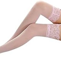 Buysky Women's High Pearl Garter Belt Set with Leg Stocking Attached Panties Black Lace panty and Sheer Top Stockings Lingerie-image-96