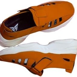 Men's Sports Sandals, Tan, Hook and Loop Closure, Ventilated Design, White Sole-28