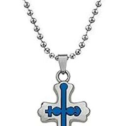 Christmas Gift Lord Holy Jesus Cross Christ Crucifix Blue and Silver Stainless Steel 01 Necklace Pendant for Men and Women-image-81