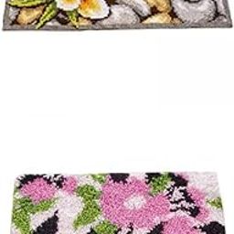 CALANDIS? 2Set Latch Hooking Rug Kits Embroidery Carpet Yellow Flower Pink Flower | Latch Hooking Kits | Latch Hooking | Rug Making | Needlecrafts & Yarn-picture-10