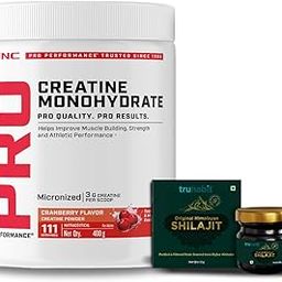 GNC PP Pure Micronized Creatine Monohydrate with Free Shilajit | 400 gm & Truhabit 10 gm Shilajit | Cranberry-16