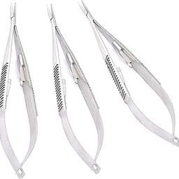 Castroviejo Needle Holder 5.5 inches Curved Set of 3 with Lock by TeckMed-image-19