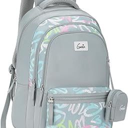 Vera School Backpack for Girls |19 In-36 Ltr with Laptop Sleeve, Three Compartments and Organiser with Padded Shoulders |Best for Books,Stationery,Lunch Box & Essentials - Grey-image-62