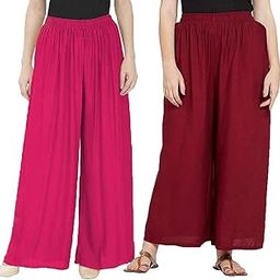Women's and Girls Cotton Reyon Regular Fit Palazzo Pants/Trousers-image-79