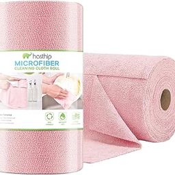 HASTHIP® Microfiber Cleaning Cloth Pre-Cut Tear Away Microfiber Cleaning Cloth Roll Cleaning Cloths and Wipes Dusting Cloth Highly Absorbent Reusable Multipurpose Cleaning Cloth Roll 25x25cm Pink-28