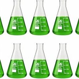 Bello Borosilicate 3.3 Glass Conical Flask 250ml Capacity, Narrow Mouth & Transparent Pack of 10 for School College lab Cosmetics Perfume Making-4