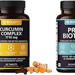 Boldfit Curcumin Tablets 1700mg with Piperine 10mg- 60 Veg Tablets & Boldfit Probiotics Supplement 30 Billion CFU- 60 Vegetarian Capsules, White-17