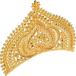 abc1gold Plated Hair Accessories Party Fancy Bridal Princess Head Crown or mukut for Girls and Women-image-6