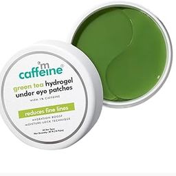mCaffeine Green Tea Hydrogel Under Eye Patches for Fine Lines Reduction | Cooling Under Eye Patch Mask with 1% Caffeine for Instant Hydration & De-Puffing | 15 Pairs-0