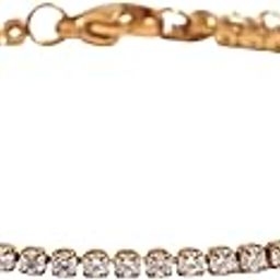 18K Gold Plated Crystal Tennis Bracelet for Women | Adjustable Chain with Clear Rhinestones | Dainty Sparkly Anti-Tarnish Jewelry Gift-image-74