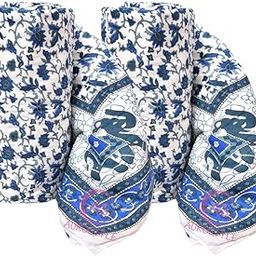 Ahnef Furnishing Pure Cotton Winter and Summer Jaipuri Ac Quilt Jaipuri Razai Rajasthani Traditional Hand Stitch Light Weight Rajai/Blanket/Comforter (Blue Elephant Single Bed Set of 2 55X85 Inches)-image-40