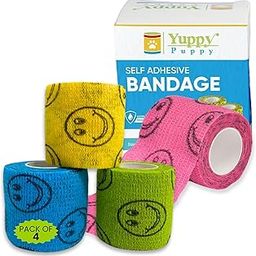 Yuppy Puppy Self-Adhesive Pet Care Crepe Bandage for Pain Relief | Waterproof Kinesiology Tapes | Elastic, Breathable Wrap Bandage Tape for Pets | Wrist Wrap for Pets & Men, Pack of 4 (Large, Smiley)-image-69