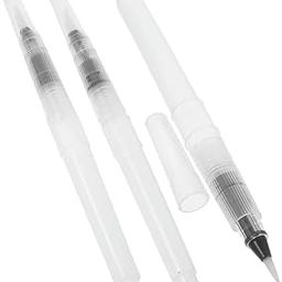 3Pcs 12cm White Water Coloring Brush Pens, Aqua Pen Brush for Watercolor Painting, Water Soluble Pencil, Markers, Solid Colors or Powdered Pigment, Paintbrushes Art Supplies-10
