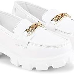 Women's Loafers Chunky Shoes Mules Slip-on Shoes Embellished Gold Chain Details for Office & Casual Meet-image-62