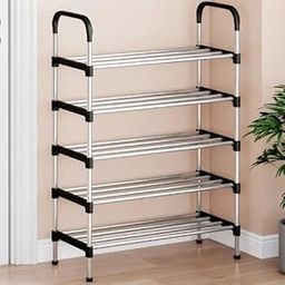 KRISHYAM Stainless Steel Shoe Rack l Layer Space-Saving and Rust-Resistant (5 - Layer)-image-1