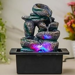 Craft Smith Multicolor Polyresin Tabletop Designer 4 Step Indoor Water Fountain for Home Decor with LED, Speed Control Pump (Size: 21 x 18 x 26 CM | Weight: 940Gram)-10