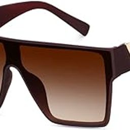Oversized Square Sunglasses for Women Men Fashion Siamese Lens Style Flat Top Shield V Cut-picture-10