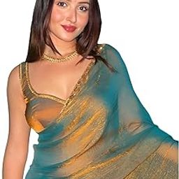 sareevilla Womens New Latest Bollywood Party Fancy Soft Zimmy Choo Slik Embelished Lace Work Saree With Blouse | Saree For Womens-picture-12