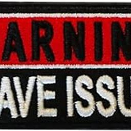 Motohog Unique Embroidered Iron & Sew on Patch (Warning - I Have Issues, Multicolor) 4x2 inches-picture-14
