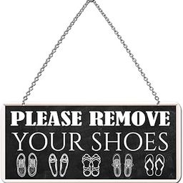 Wildmark Please Remove Your Shoes Sign Board For Door Entrance Double-Sided 2 in 1 (5x11 Inches, Black, Wooden)-image-33