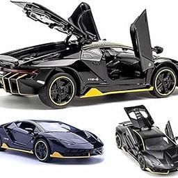 ARNIYAVALA Compatible for 1:32 Lamborghini LP770 Model Car, Zinc Alloy Pull Back Toy Car with Sound and Light for Kids Boy Girl Black-image-3