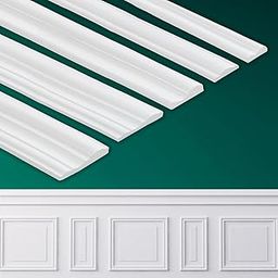 Coengwui Peel and Stick Wall Molding, Chair Rail Wainscoting Panel, Finish Trim for Home Decoration (Paintable White, 3m x 4cm)-image-39