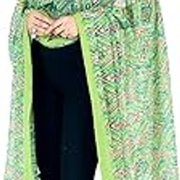 Women’s Printed Green Chiffon Dupatta – Lightweight Ethnic Stole with Multicolor Geometric Pattern-image-29